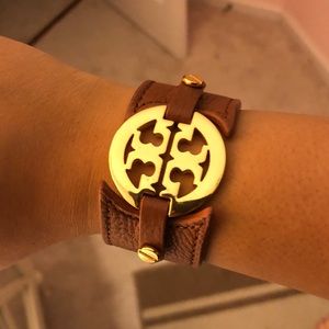 Tory Burch logo leather bracelet